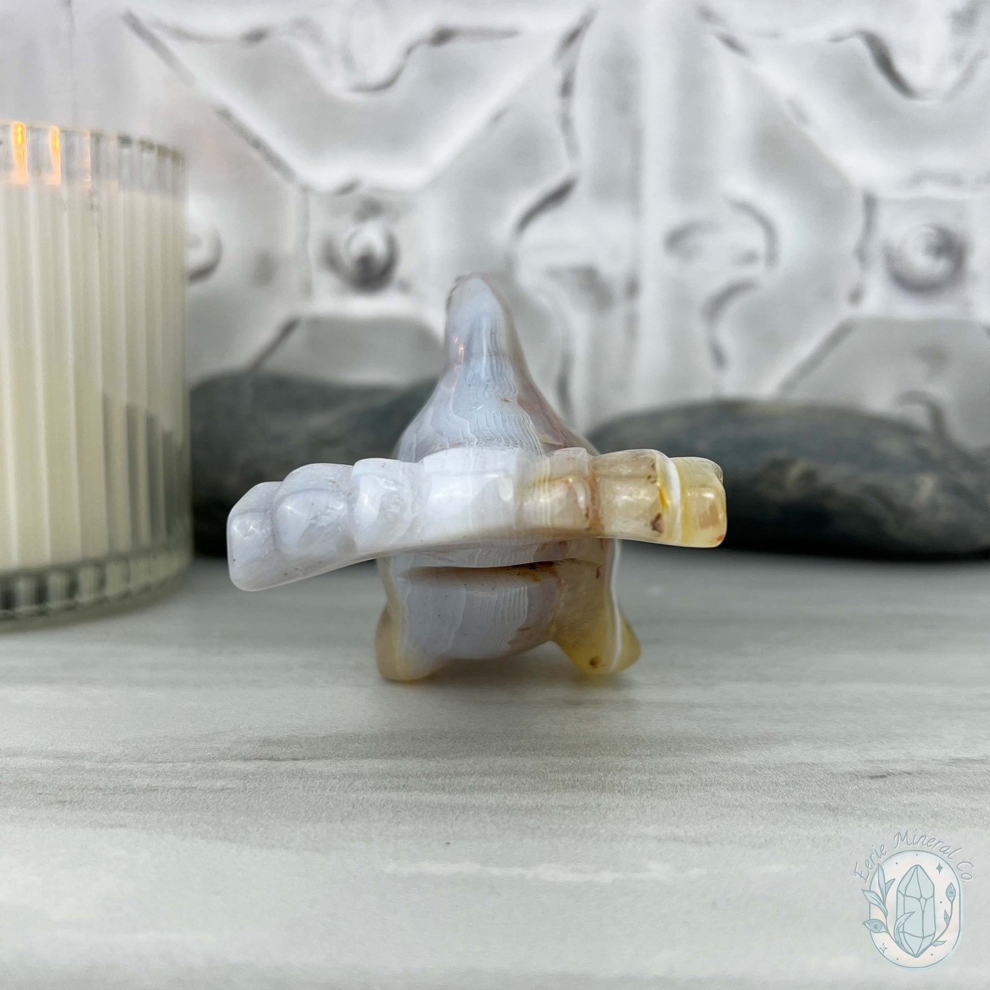 Beach Colored Banded Agate Hammerhead Shark Carving