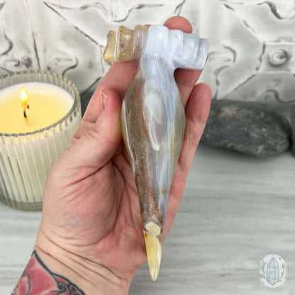 Beach Colored Banded Agate Hammerhead Shark Carving
