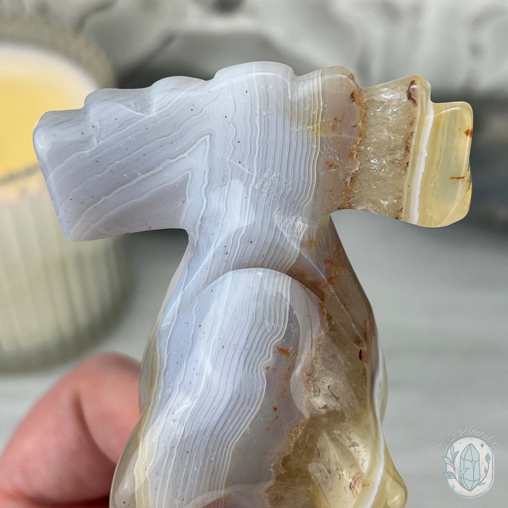 Beach Colored Banded Agate Hammerhead Shark Carving