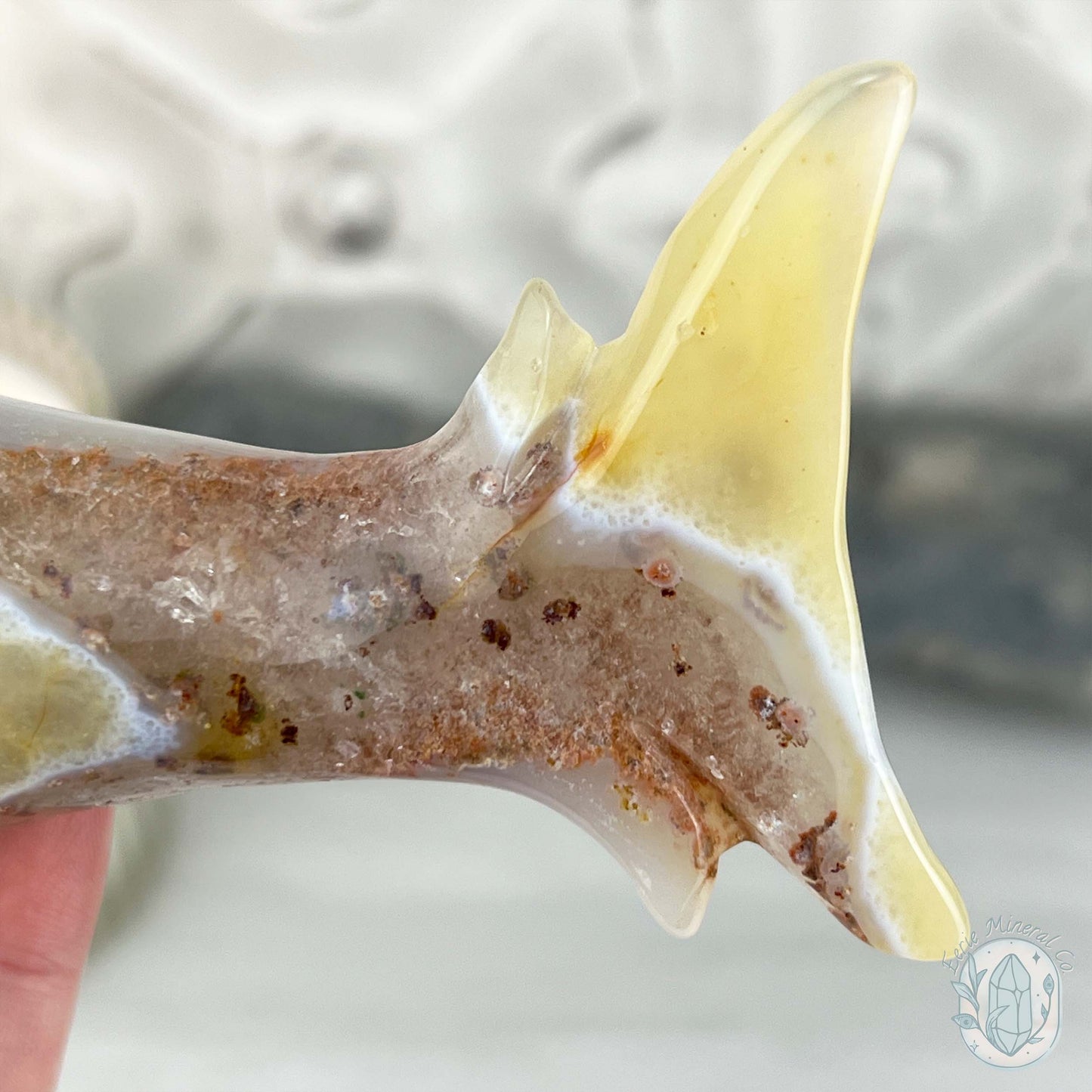 Beach Colored Banded Agate Hammerhead Shark Carving