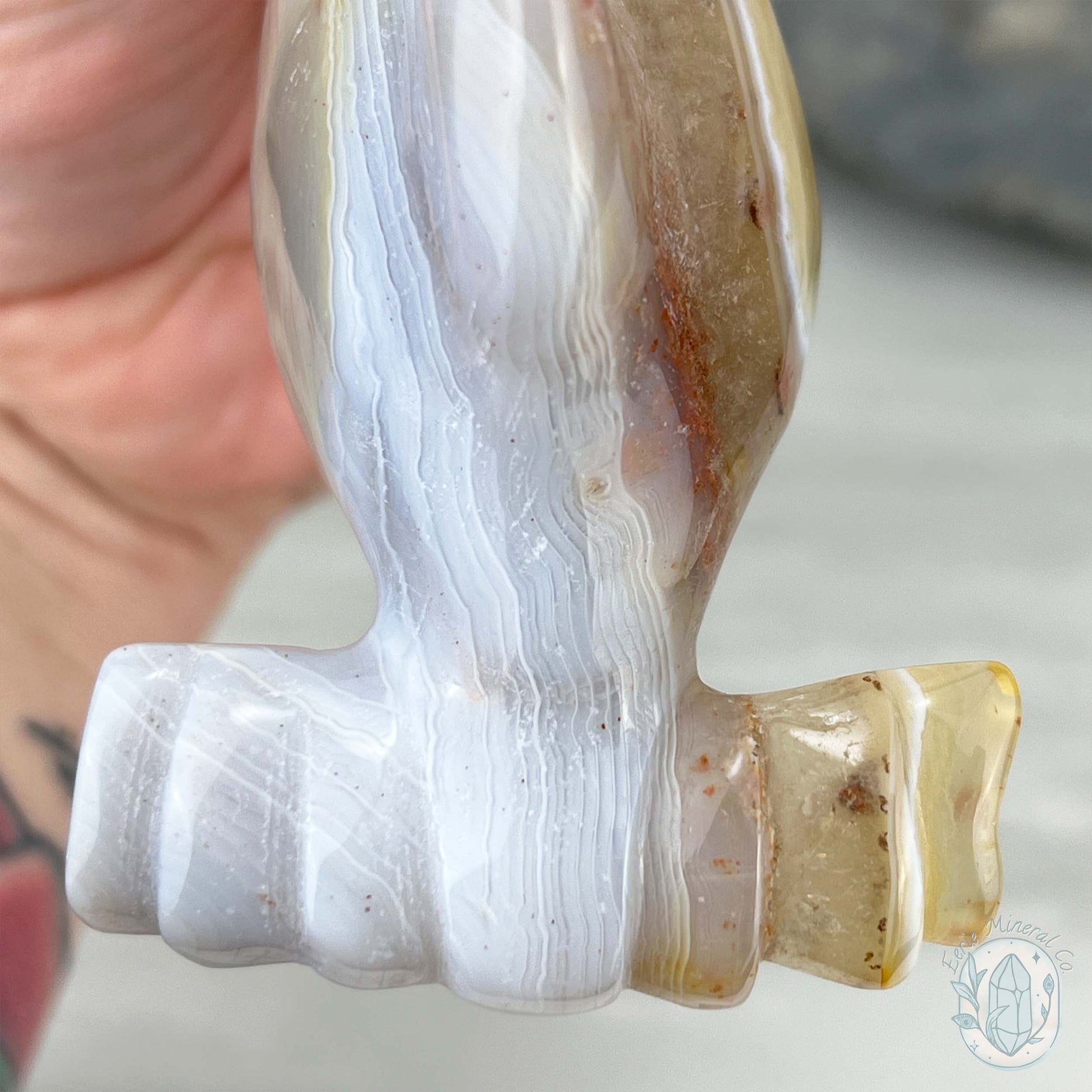 Beach Colored Banded Agate Hammerhead Shark Carving