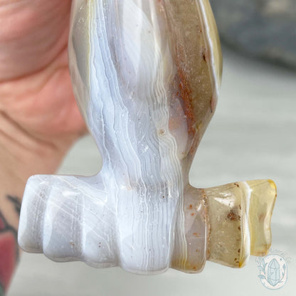 Beach Colored Banded Agate Hammerhead Shark Carving