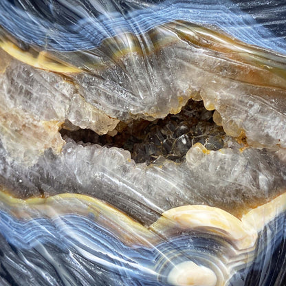 Exceptional Agate with Quartz Wolf Head Carving