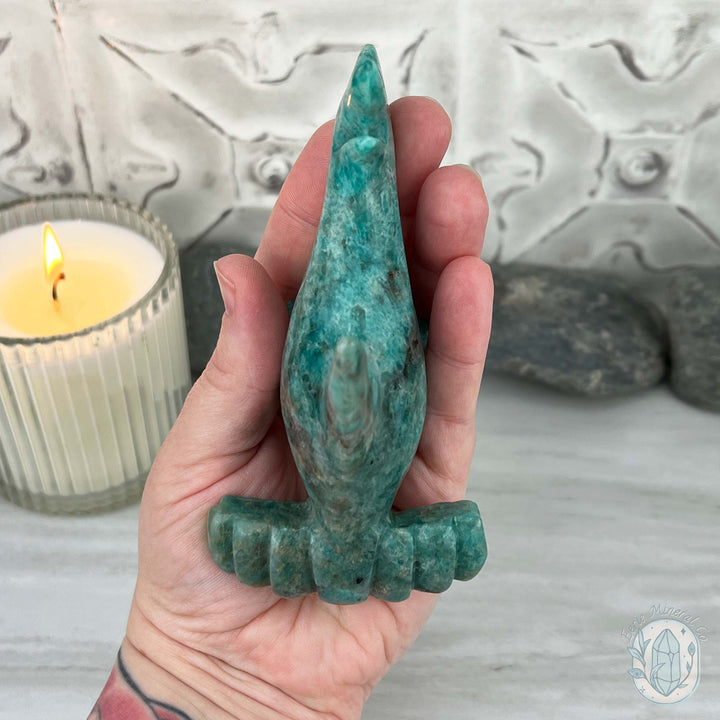 Amazonite with Smoky Quartz Hammerhead Shark Carving