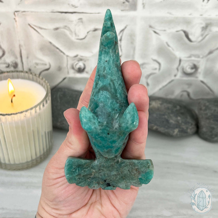 Amazonite with Smoky Quartz Hammerhead Shark Carving