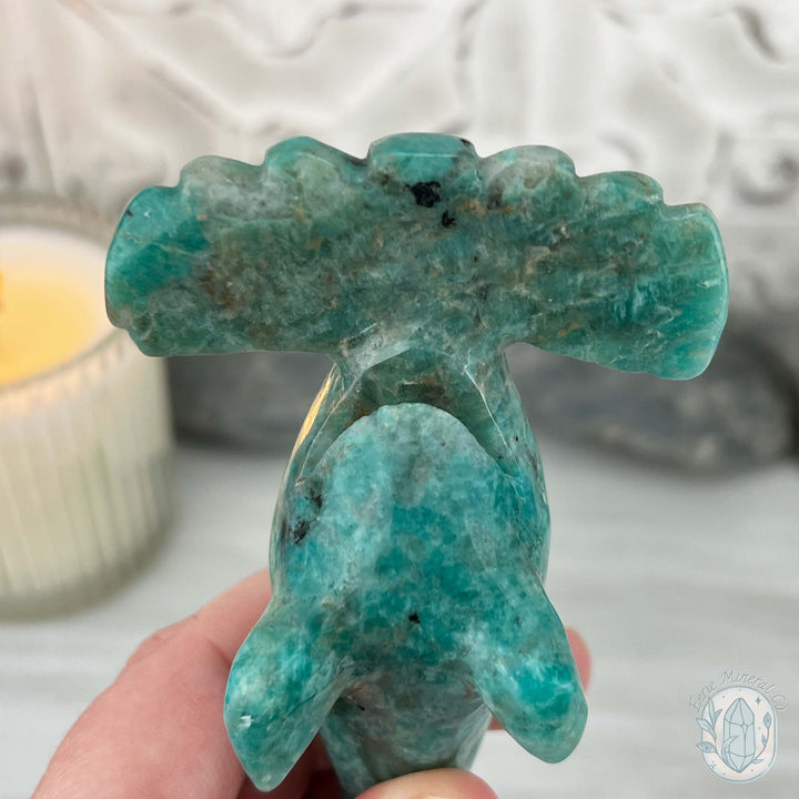 Amazonite with Smoky Quartz Hammerhead Shark Carving