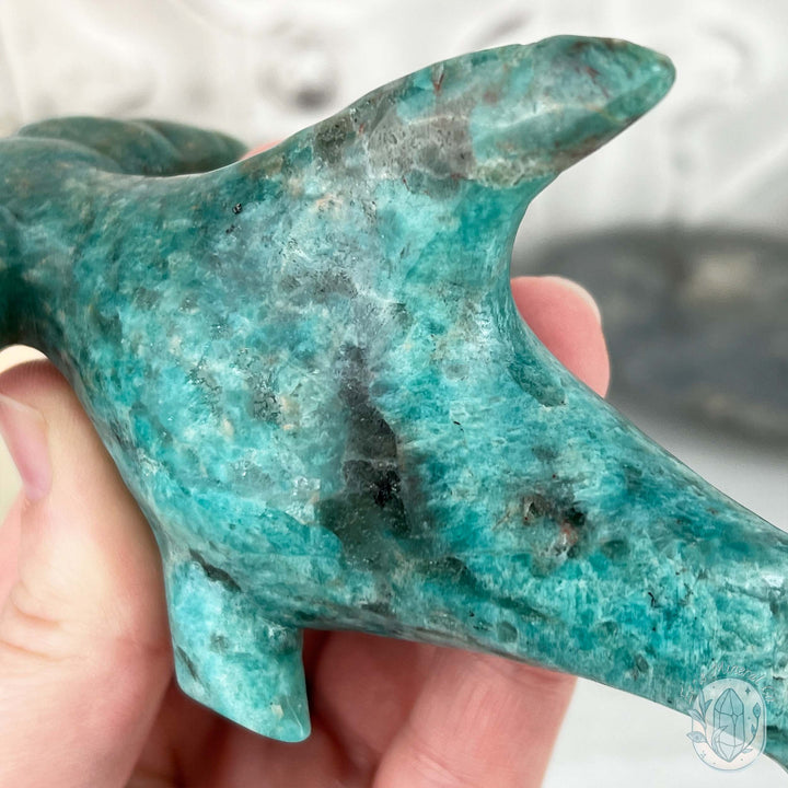 Amazonite with Smoky Quartz Hammerhead Shark Carving