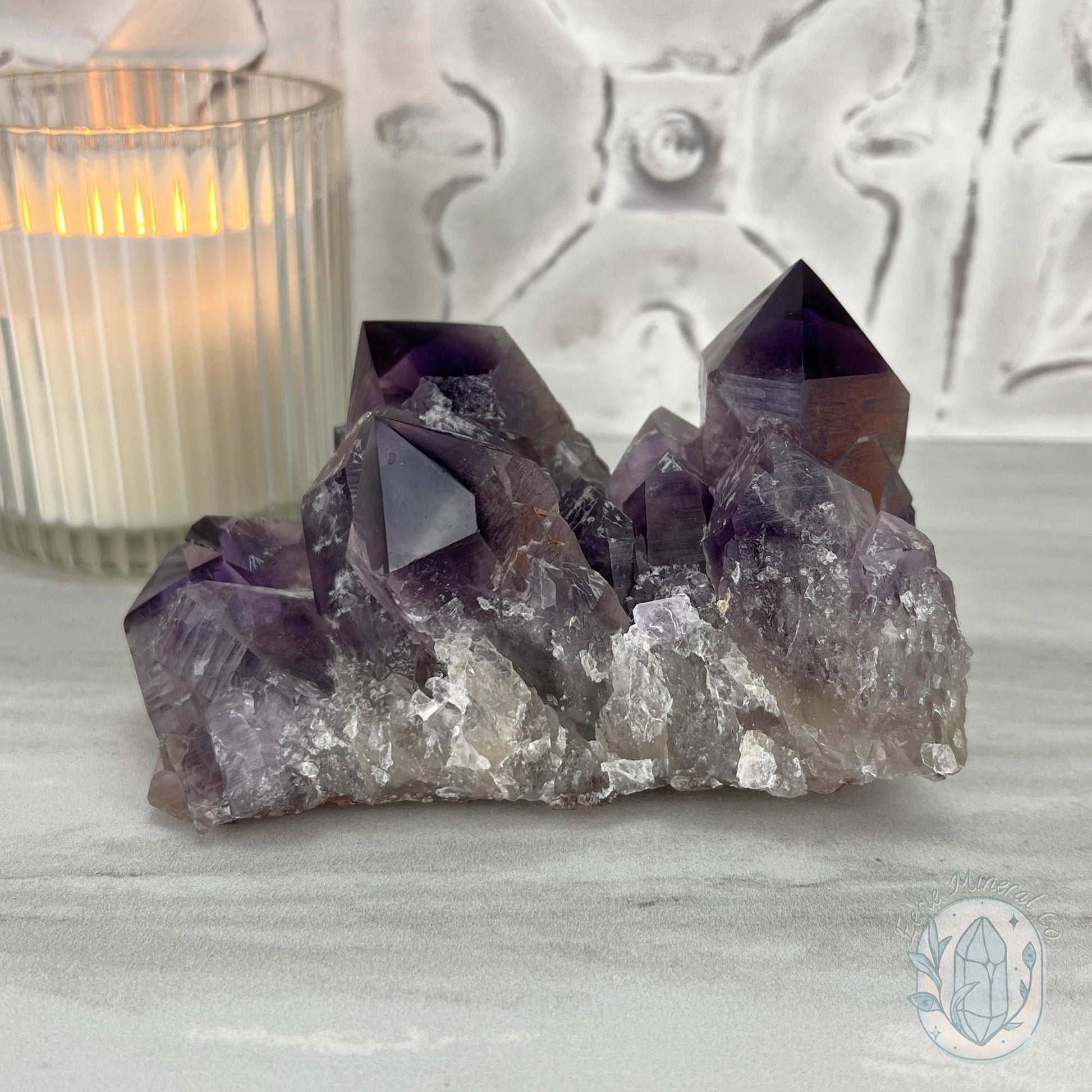 Large Polished Purple Amethyst Crystal Cluster Specimen