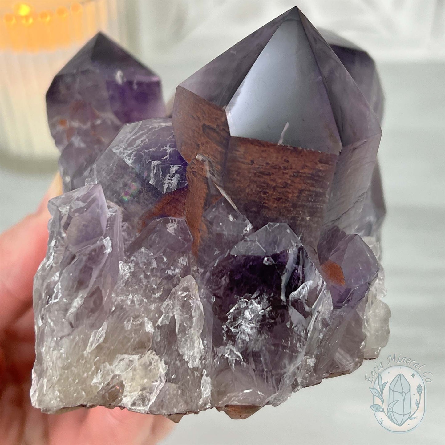Large Polished Purple Amethyst Crystal Cluster Specimen