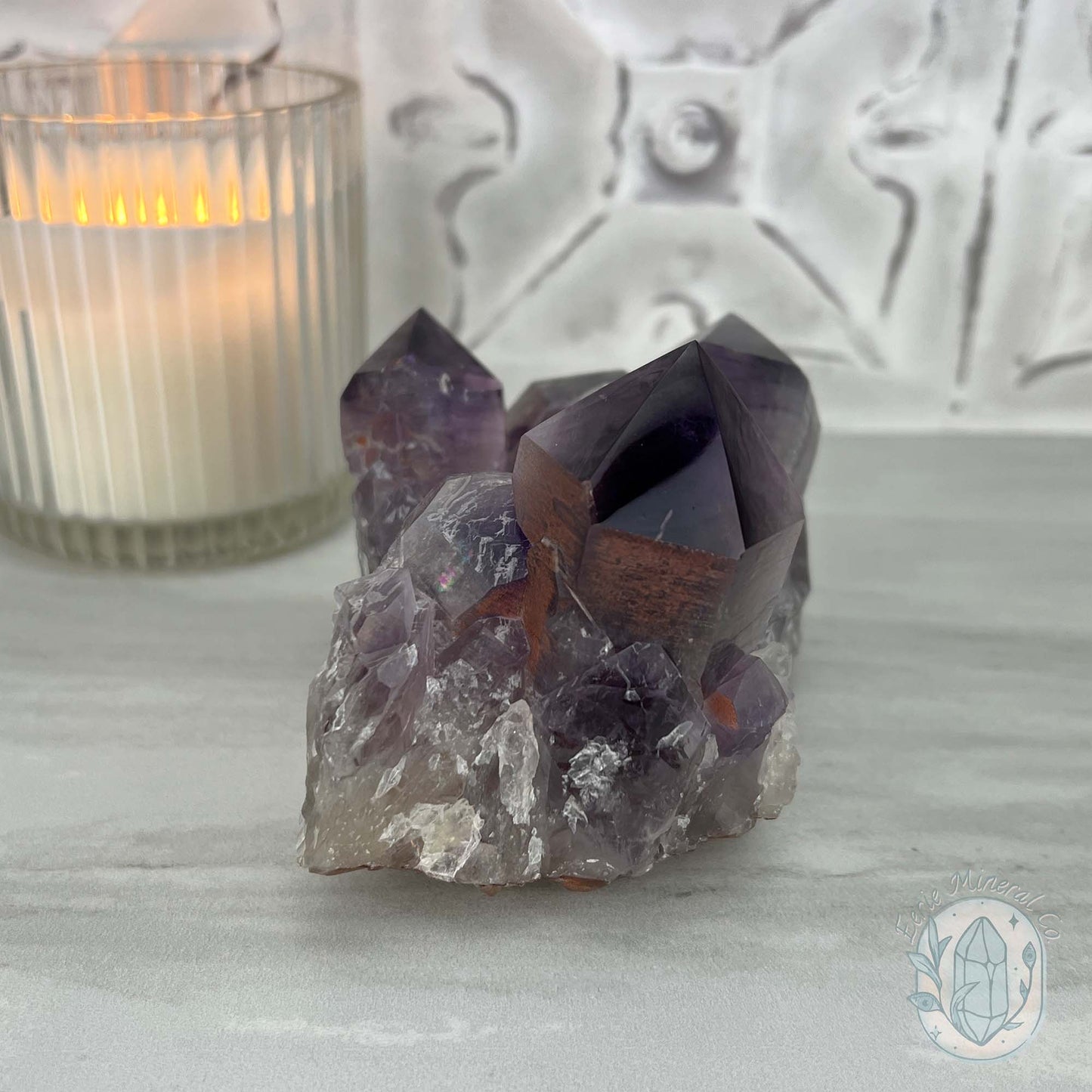Large Polished Purple Amethyst Crystal Cluster Specimen