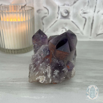 Large Polished Purple Amethyst Crystal Cluster Specimen