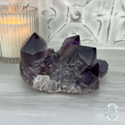 Large Polished Purple Amethyst Crystal Cluster Specimen