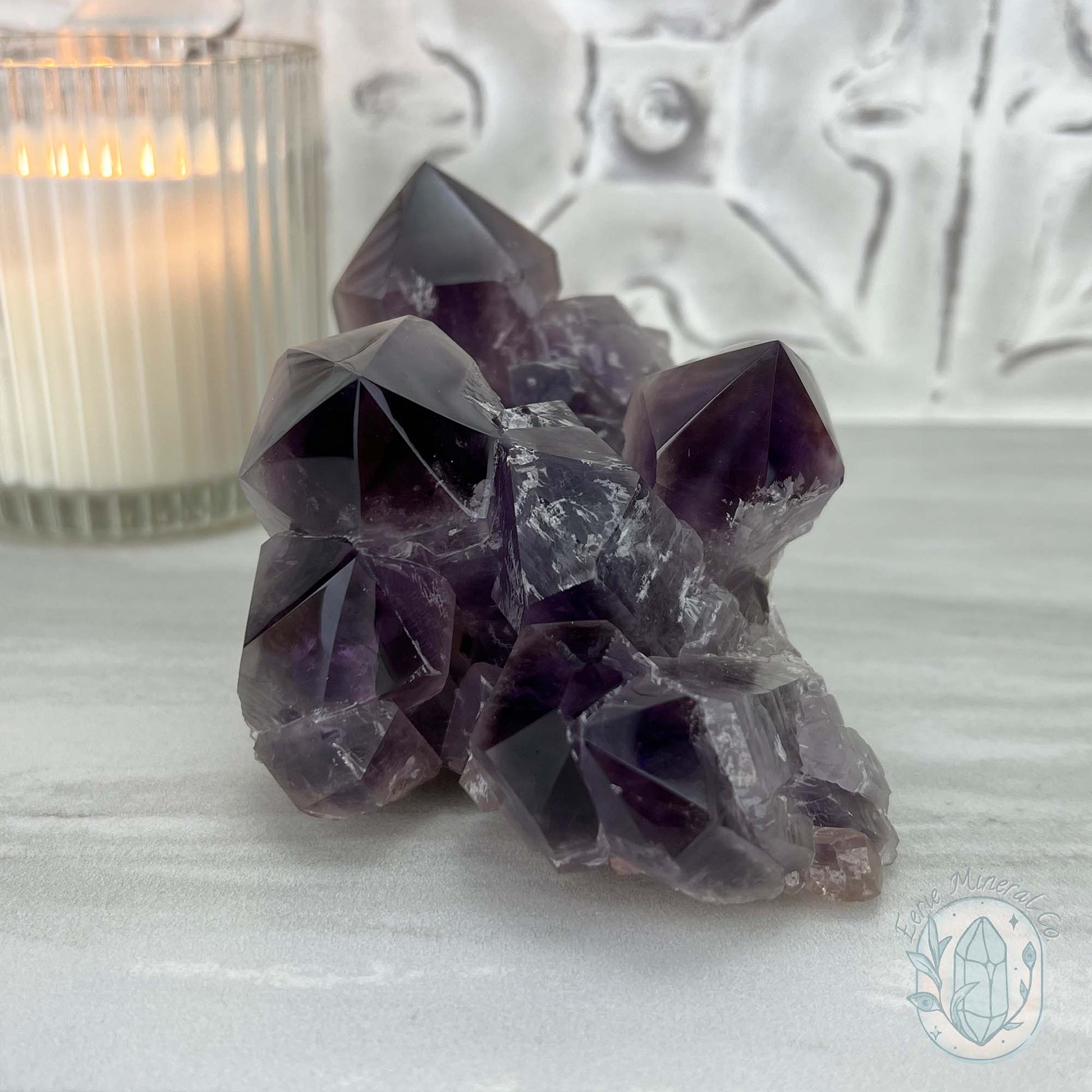 Large Polished Purple Amethyst Crystal Cluster Specimen