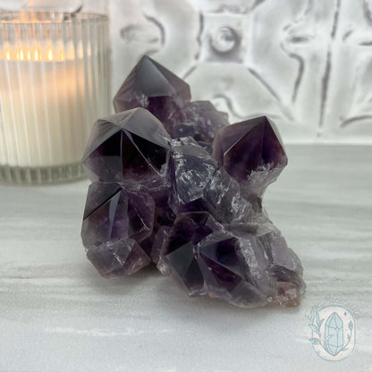 Large Polished Purple Amethyst Crystal Cluster Specimen