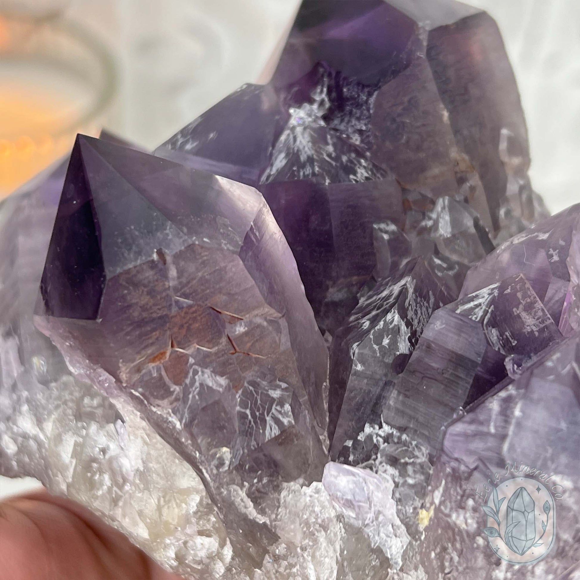 Large Polished Purple Amethyst Crystal Cluster Specimen