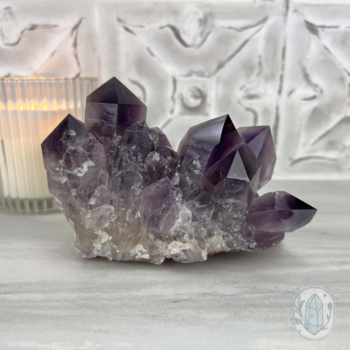 Large Polished Purple Amethyst Crystal Cluster Specimen