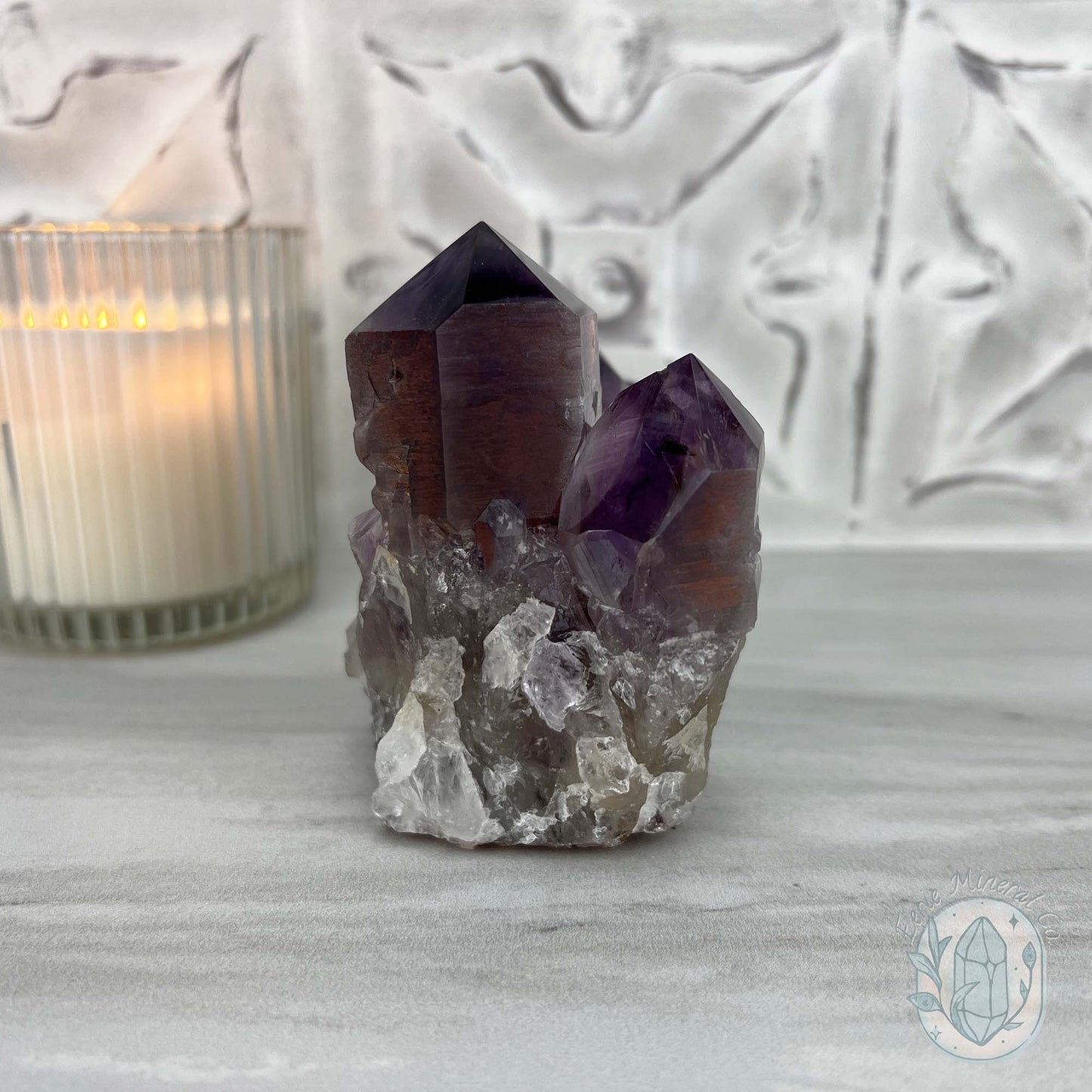 Large Polished Purple Amethyst Crystal Cluster Specimen