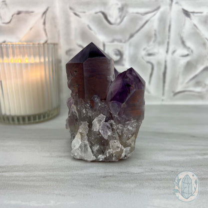Large Polished Purple Amethyst Crystal Cluster Specimen