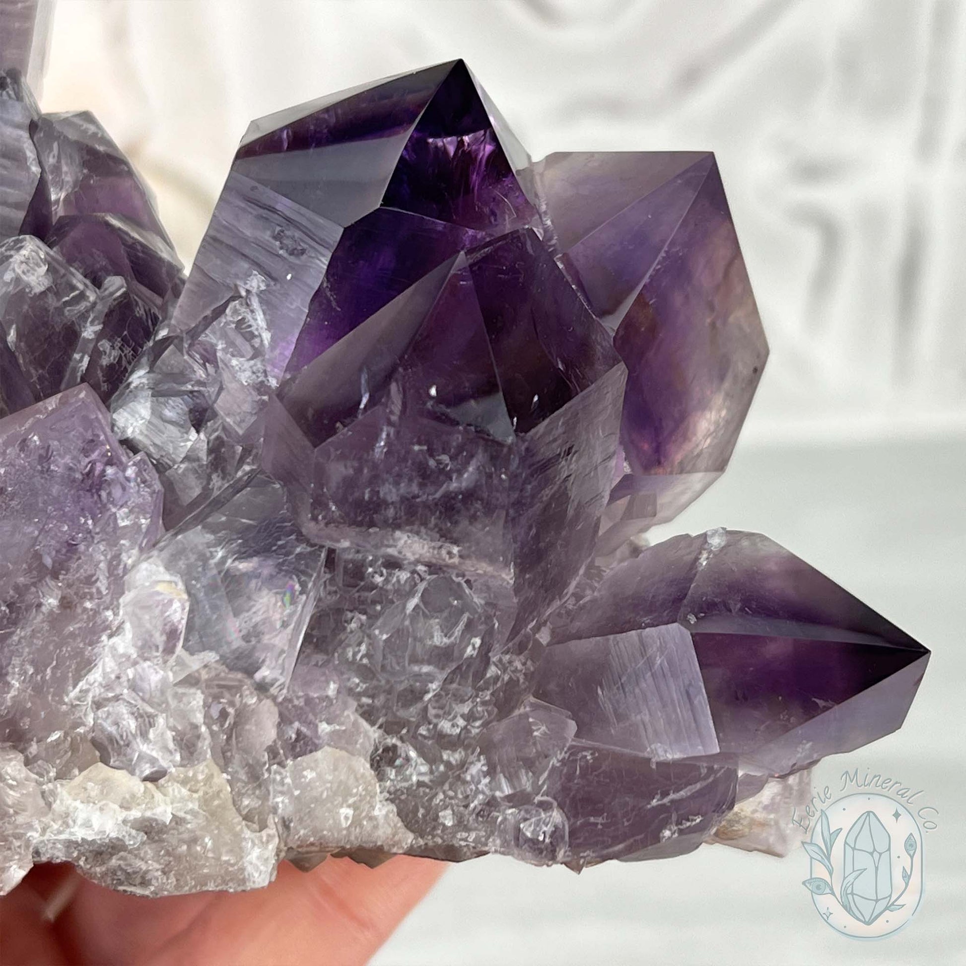 Large Polished Purple Amethyst Crystal Cluster Specimen
