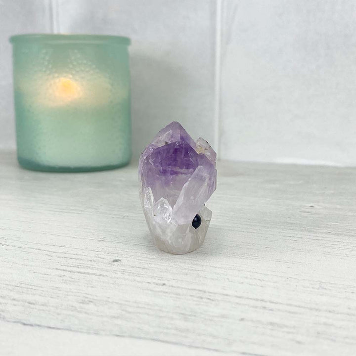 Amethyst Crystal Cluster Hedgehog Carving