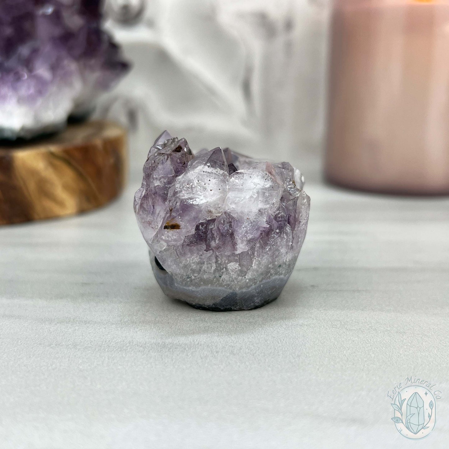 Amethyst Crystal Cluster Pet Rock with Goethite Phantoms