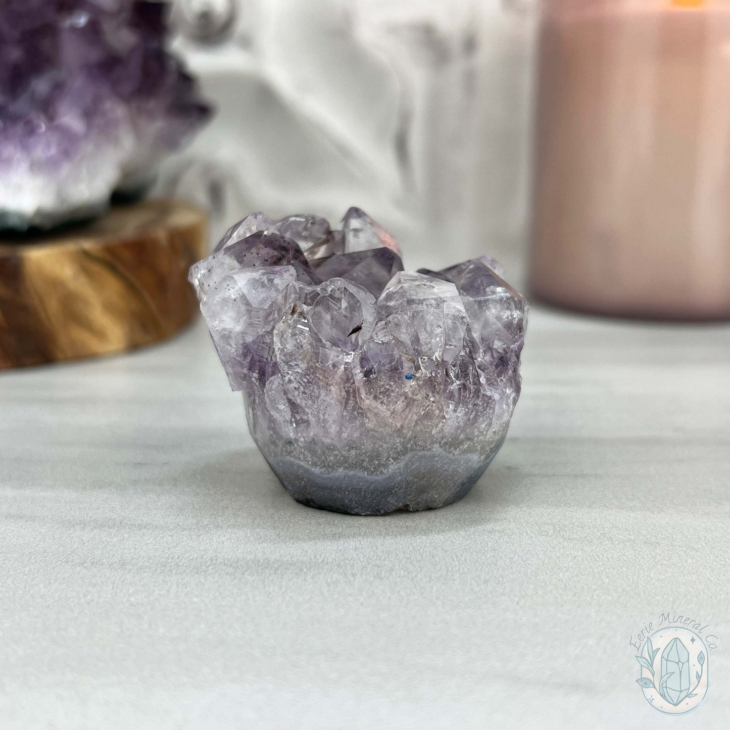 Amethyst Crystal Cluster Pet Rock with Goethite Phantoms