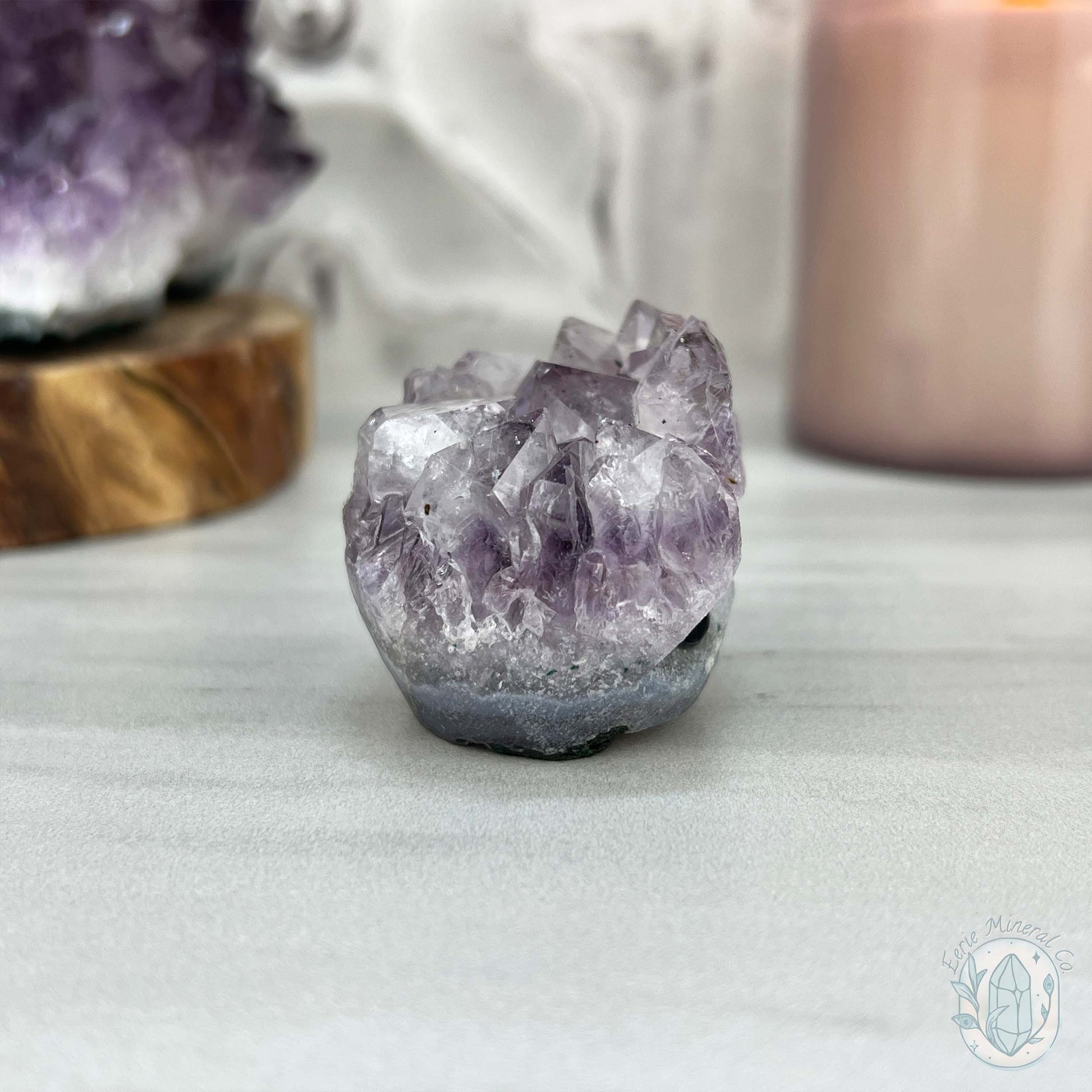 Amethyst Crystal Cluster Pet Rock with Goethite Phantoms