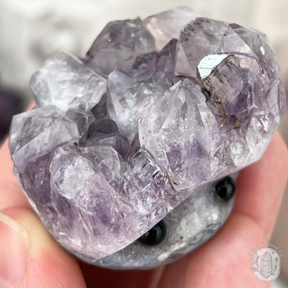 Amethyst Crystal Cluster Pet Rock with Goethite Phantoms