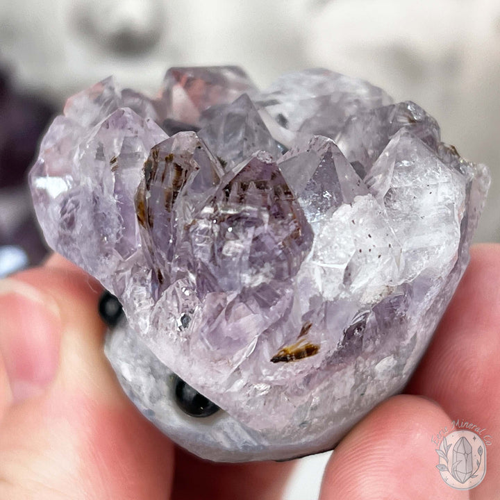 Amethyst Crystal Cluster Pet Rock with Goethite Phantoms