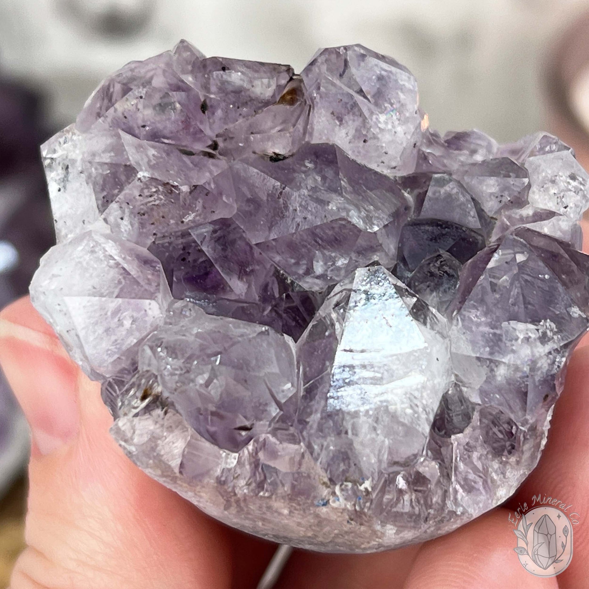 Amethyst Crystal Cluster Pet Rock with Goethite Phantoms