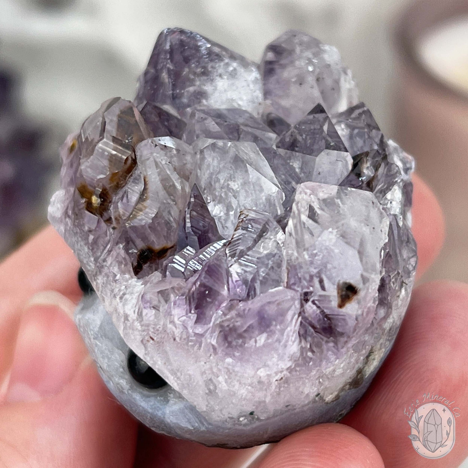 Amethyst Crystal Cluster Pet Rock with Goethite Phantoms