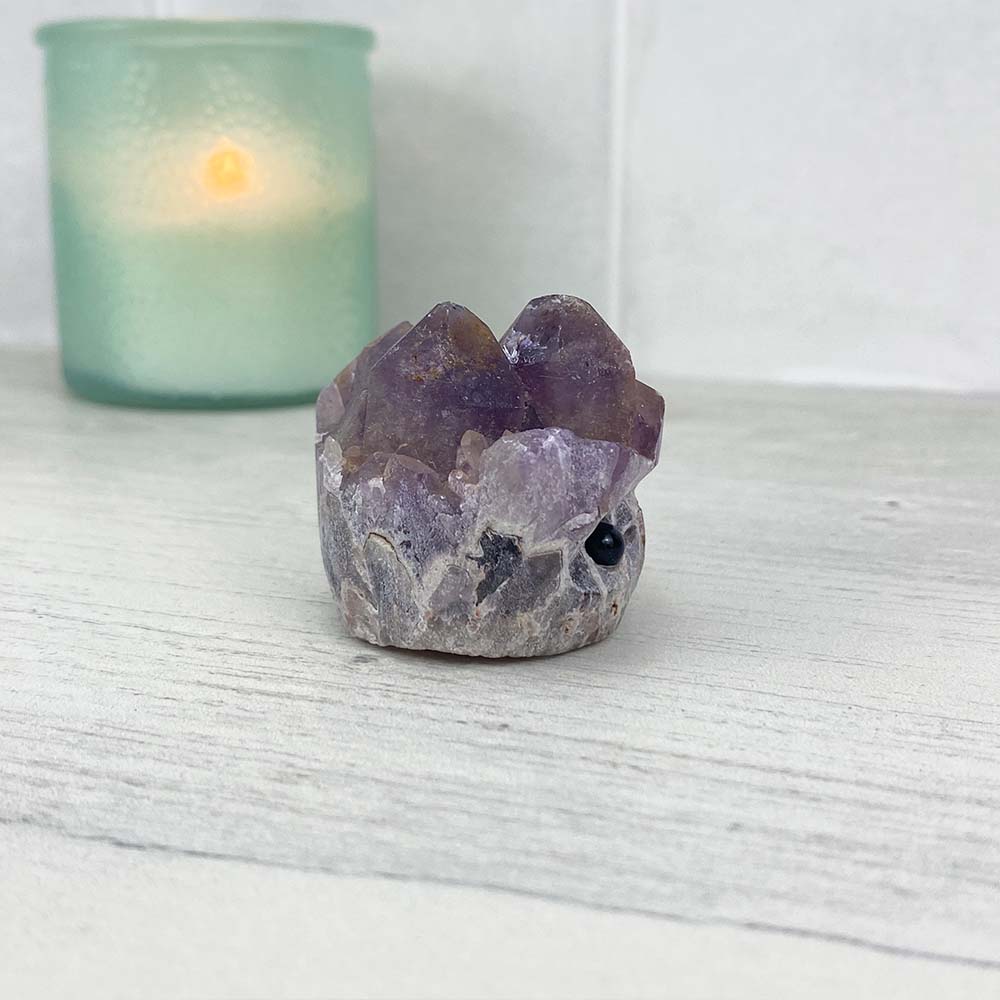 Amethyst Crystal Cluster Hedgehog Carving
