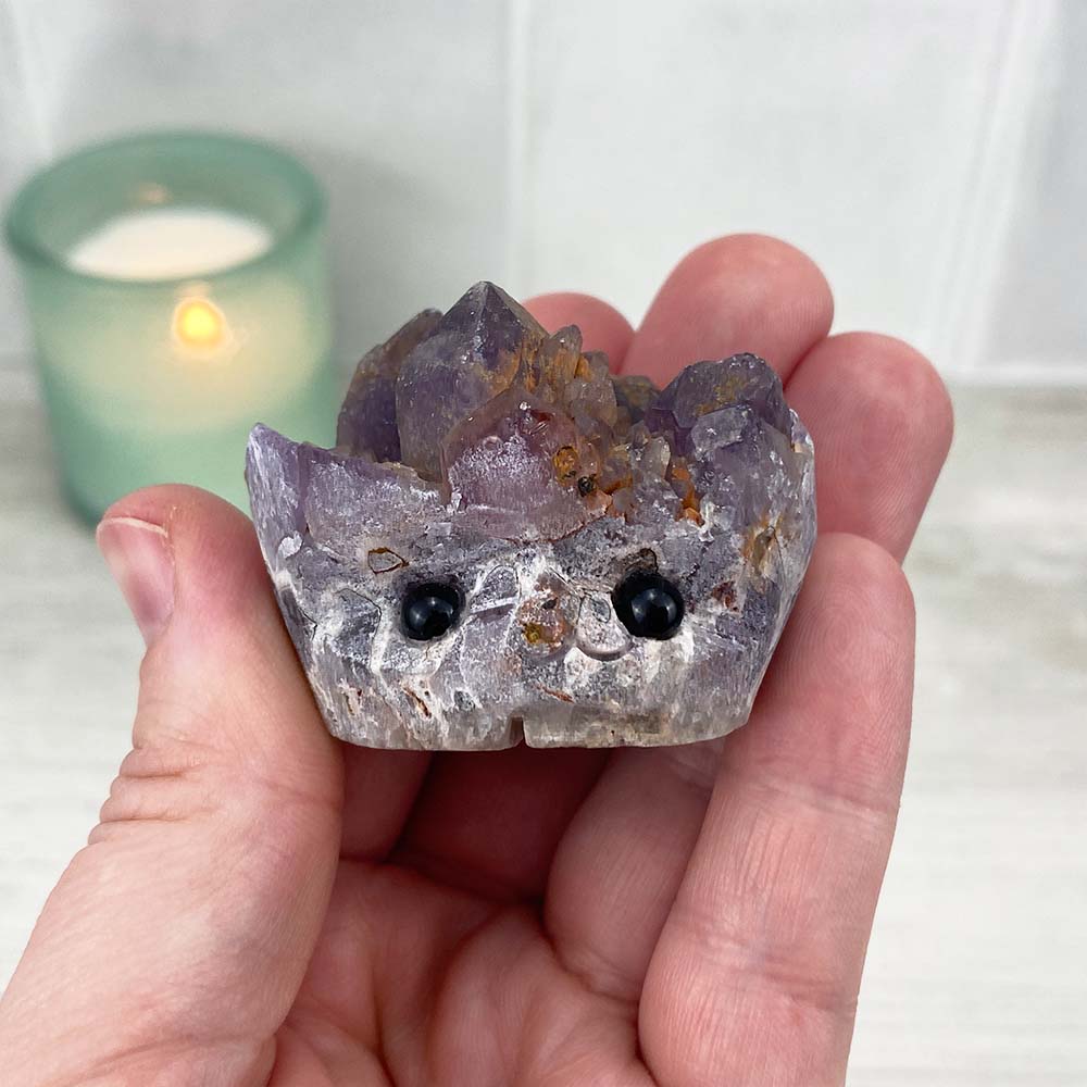 Amethyst Crystal Cluster Hedgehog Carving