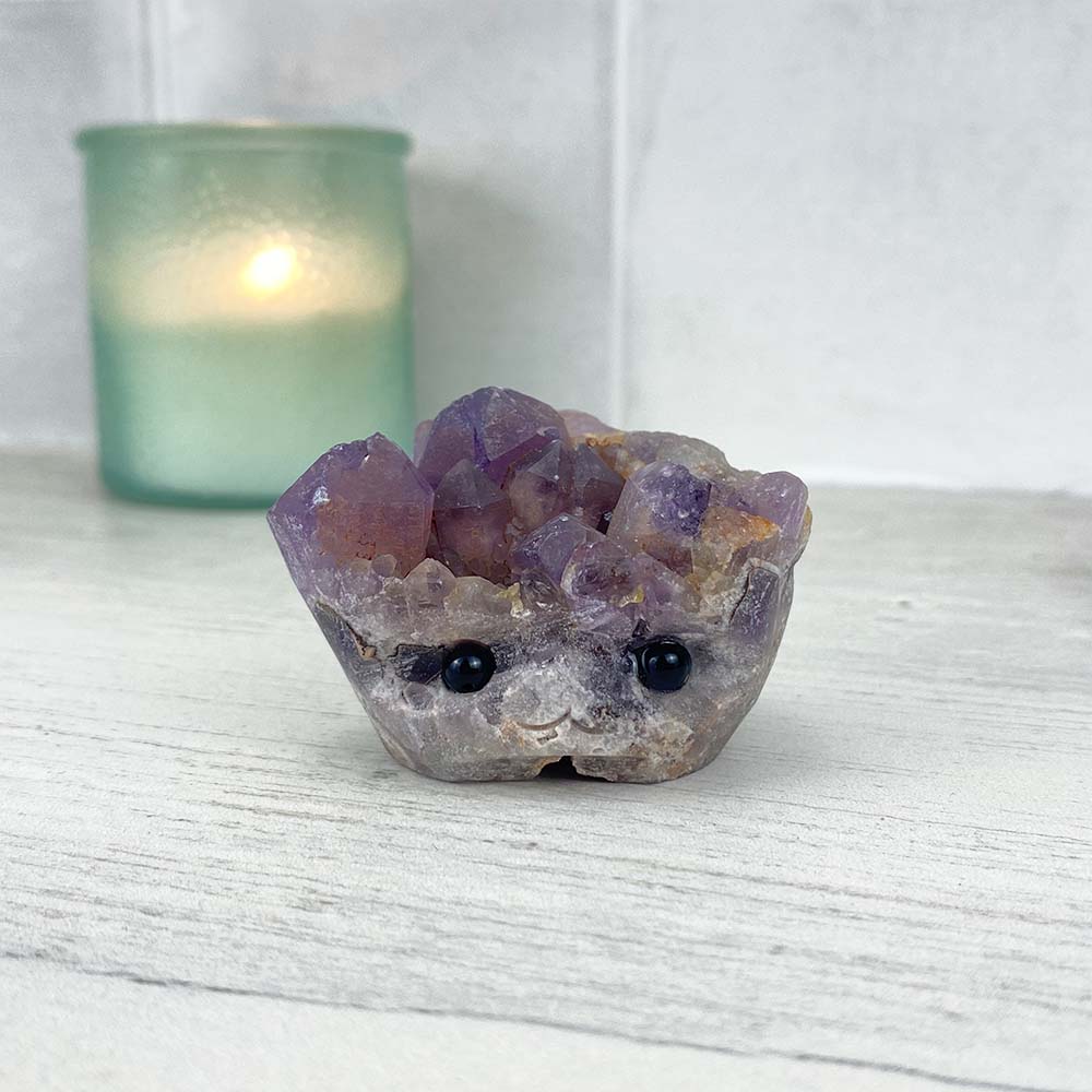 Amethyst Crystal Cluster Hedgehog Carving