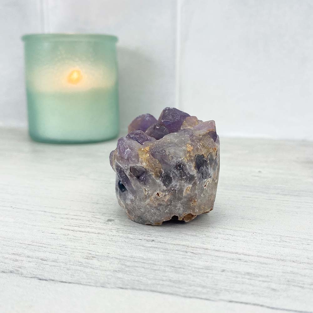 Amethyst Crystal Cluster Hedgehog Carving