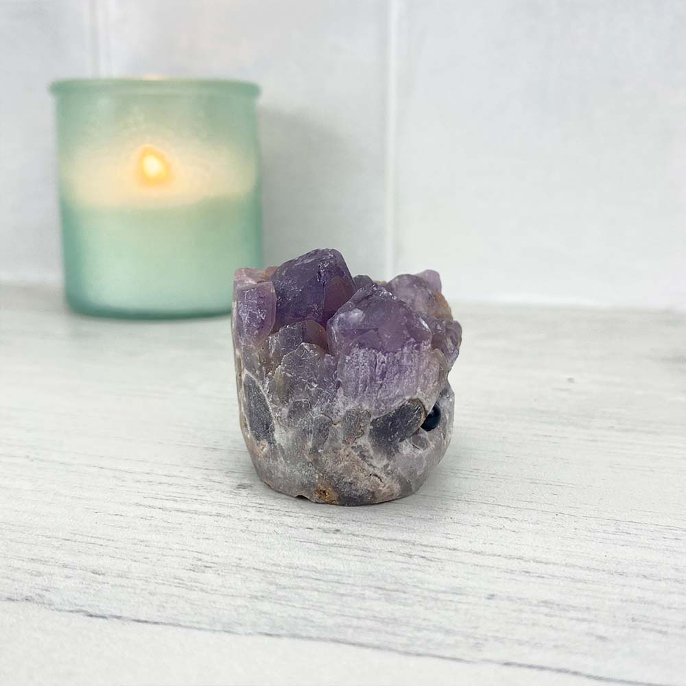 Amethyst Crystal Cluster Hedgehog Carving