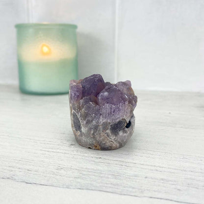 Amethyst Crystal Cluster Hedgehog Carving