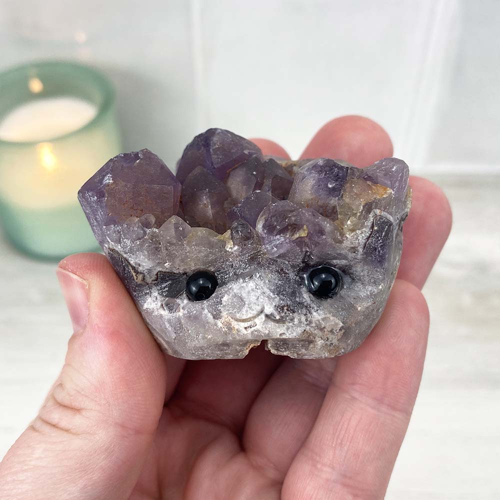 Amethyst Crystal Cluster Hedgehog Carving