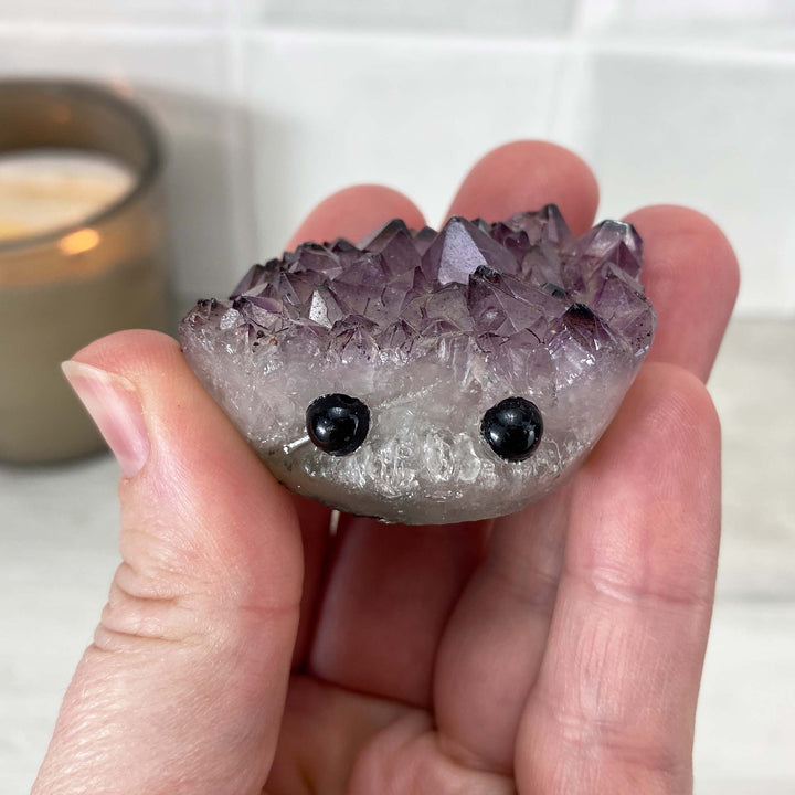 Amethyst Crystal Cluster Hedgehog Carving