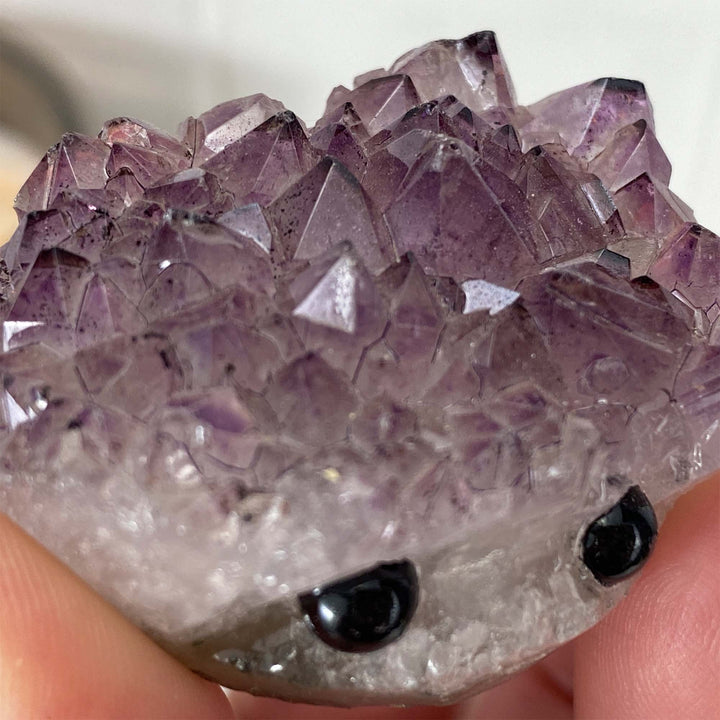 Amethyst Crystal Cluster Hedgehog Carving