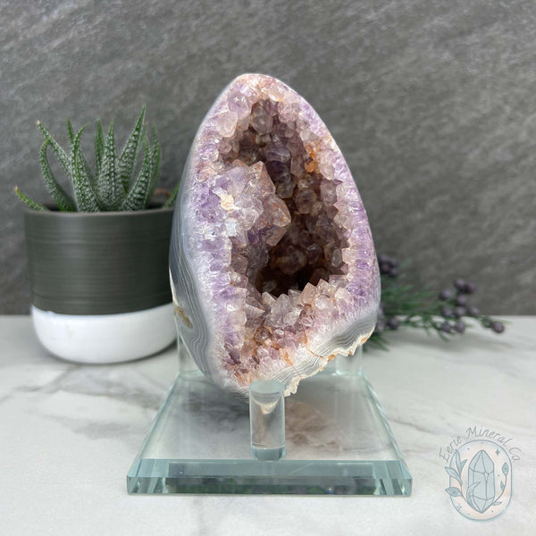 Purple Amethyst Geode Egg with Display Stand