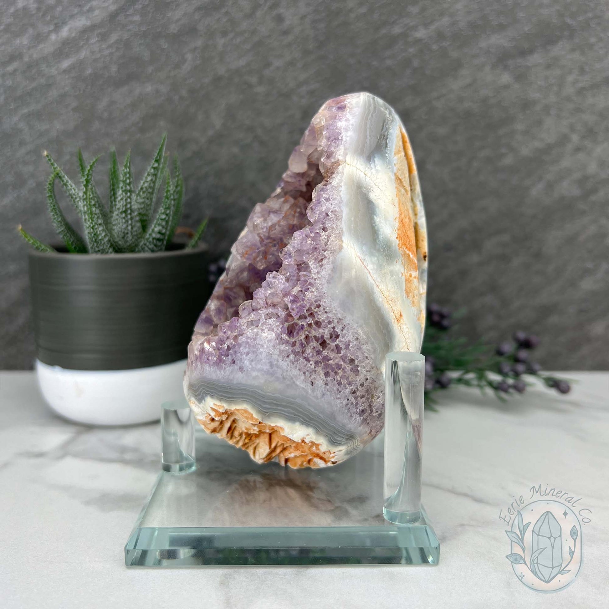 Purple Amethyst Geode Egg with Display Stand