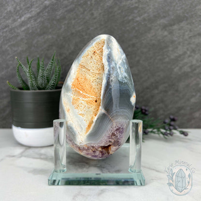 Purple Amethyst Geode Egg with Display Stand