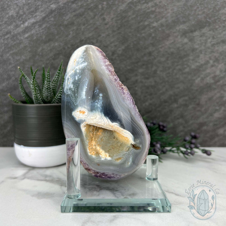 Purple Amethyst Geode Egg with Display Stand