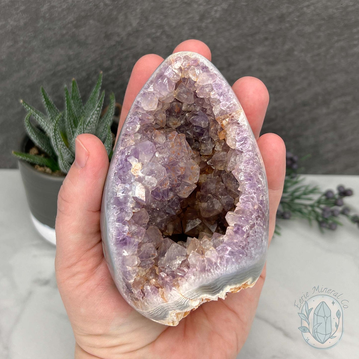 Purple Amethyst Geode Egg with Display Stand