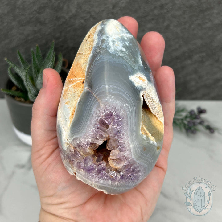 Purple Amethyst Geode Egg with Display Stand