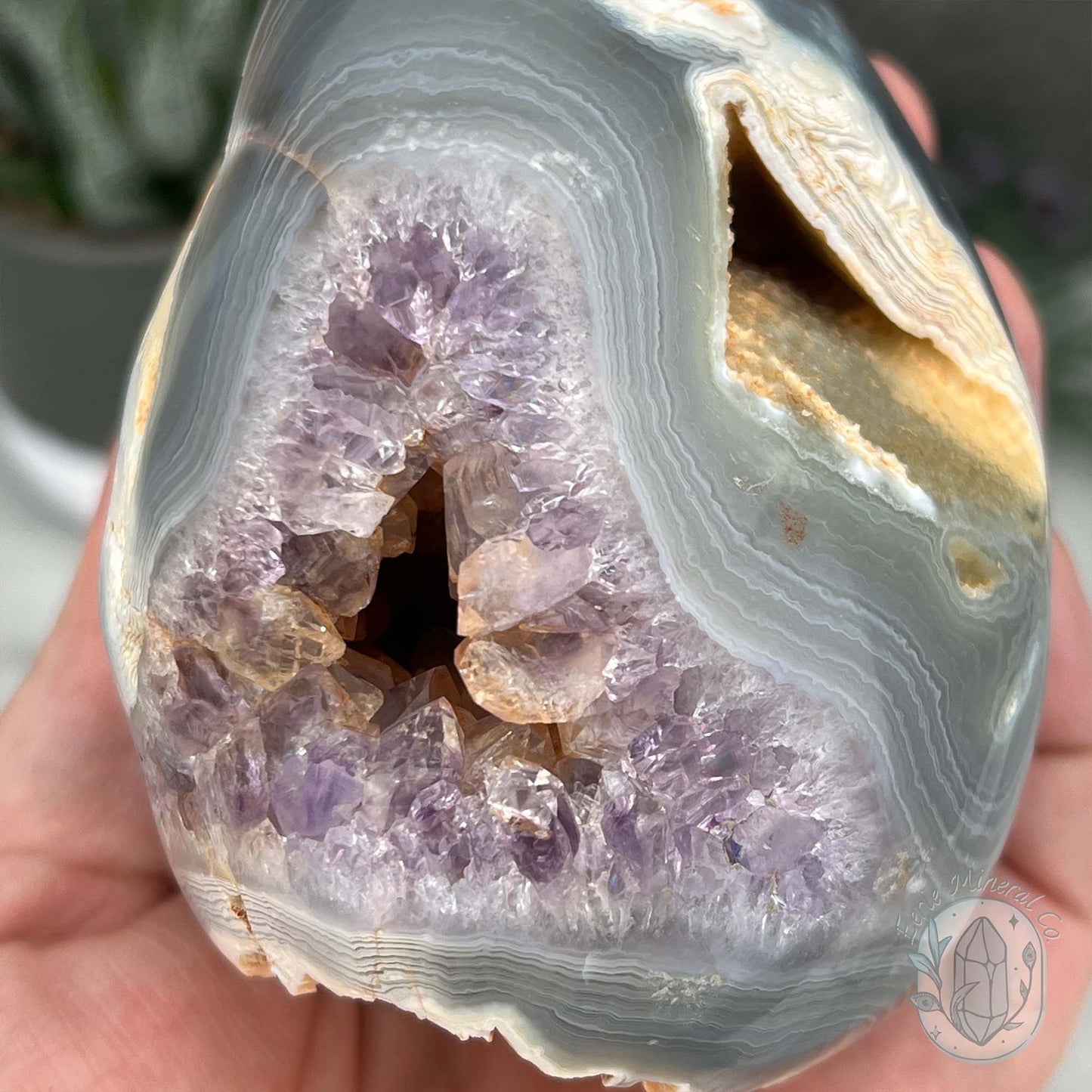 Purple Amethyst Geode Egg with Display Stand