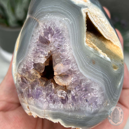 Purple Amethyst Geode Egg with Display Stand