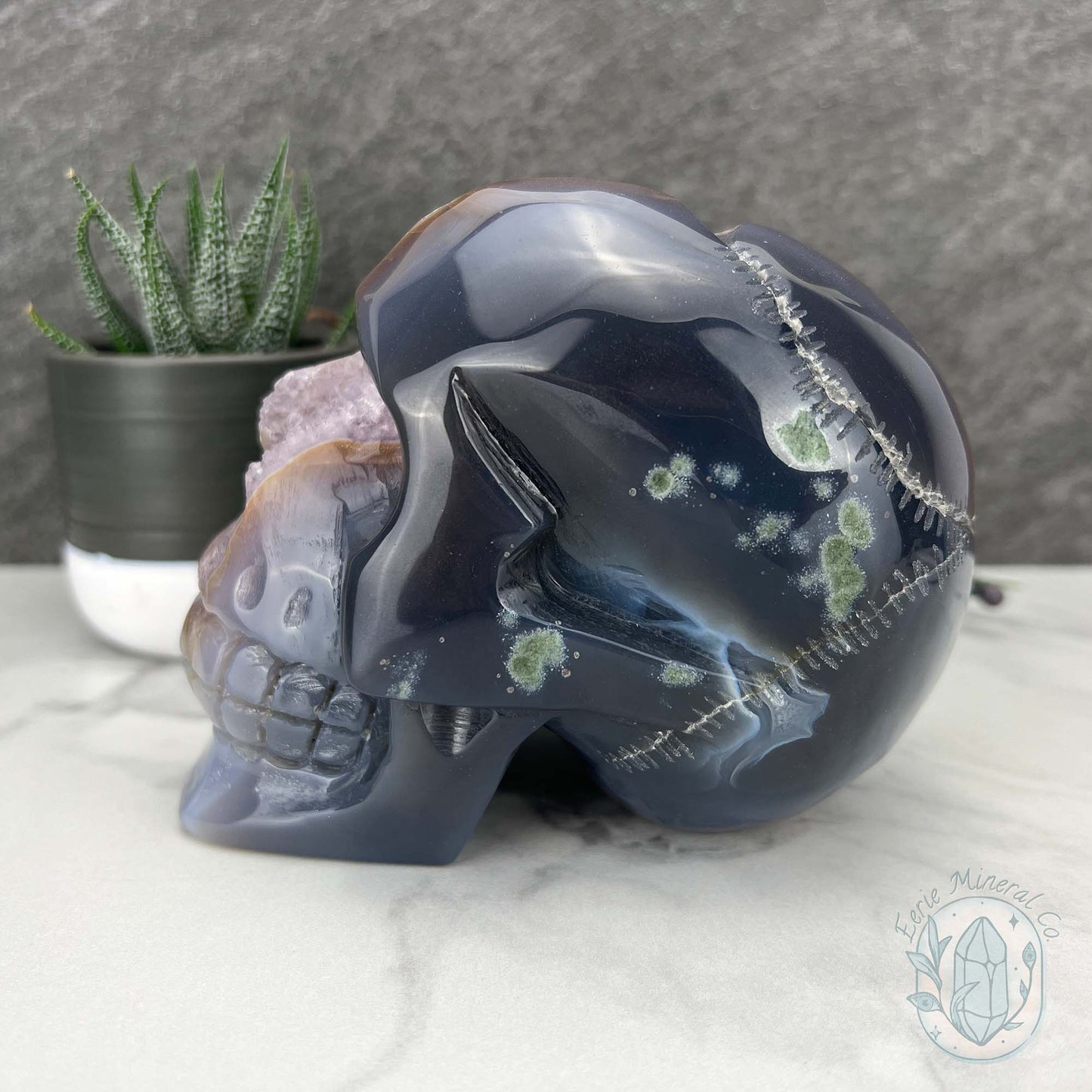 Large 3lb Amethyst Geode Skull Carving