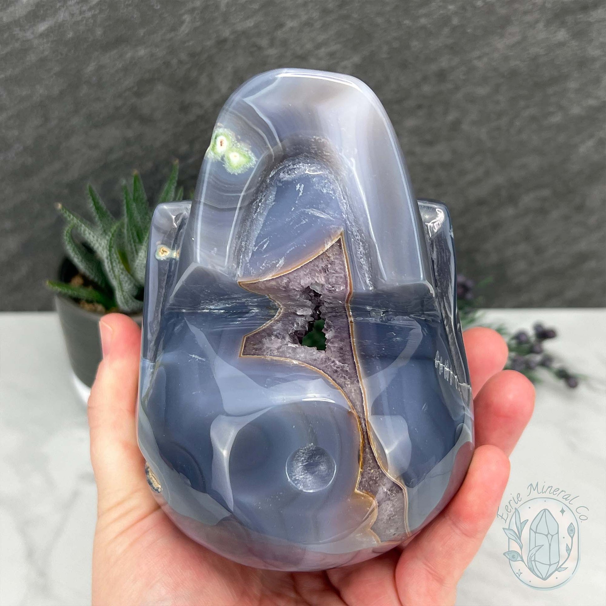Large 3lb Amethyst Geode Skull Carving